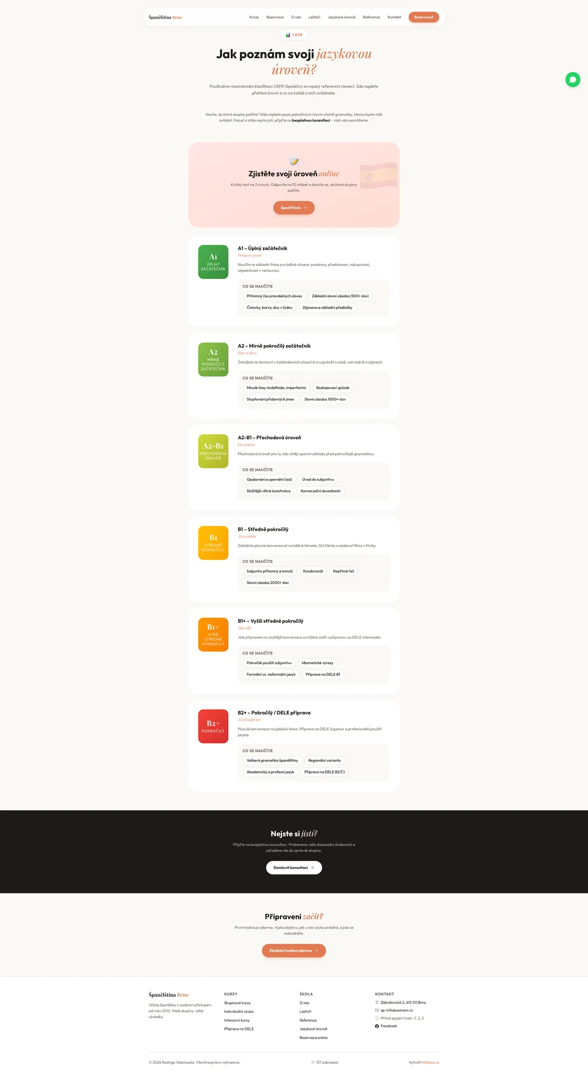 Nový web — Jazykové úrovně