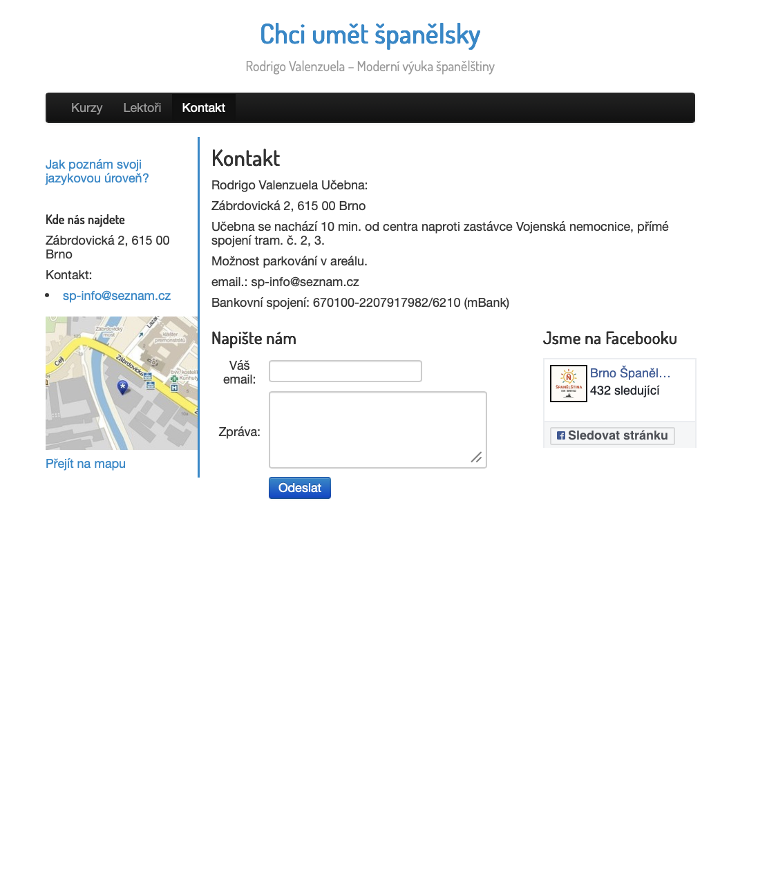 Původní web — Kontakt