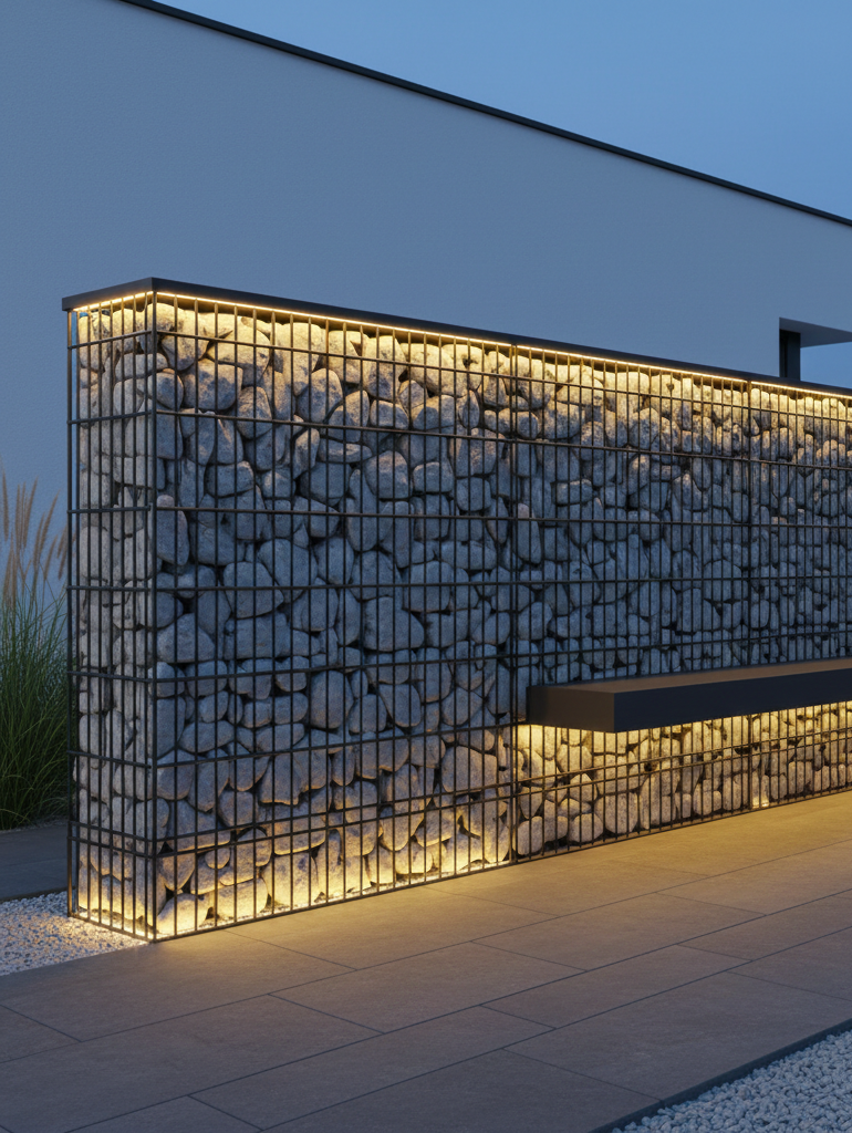 3D Vizualizace — Gabionová zeď