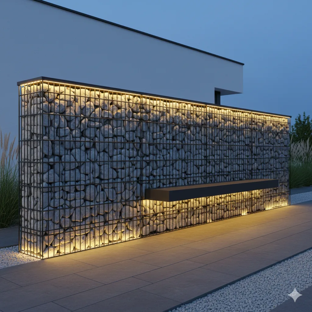 3D Vizualizace — Gabionová zeď
